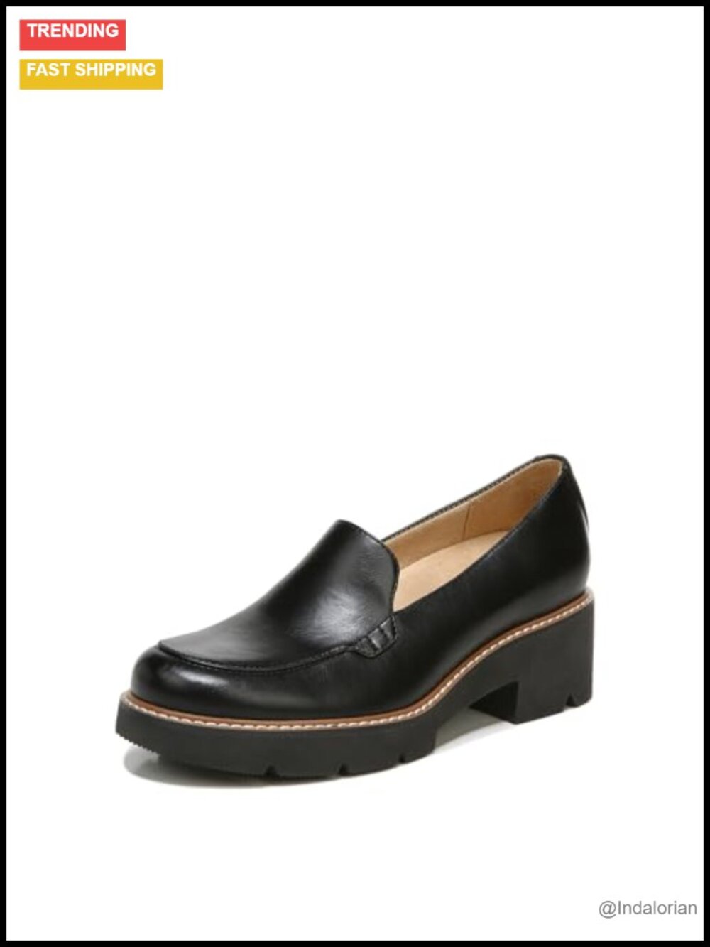 Naturalizer Womens Cabaret Ultra-Lightweight Loafers Slip-On Comfort Block Heel